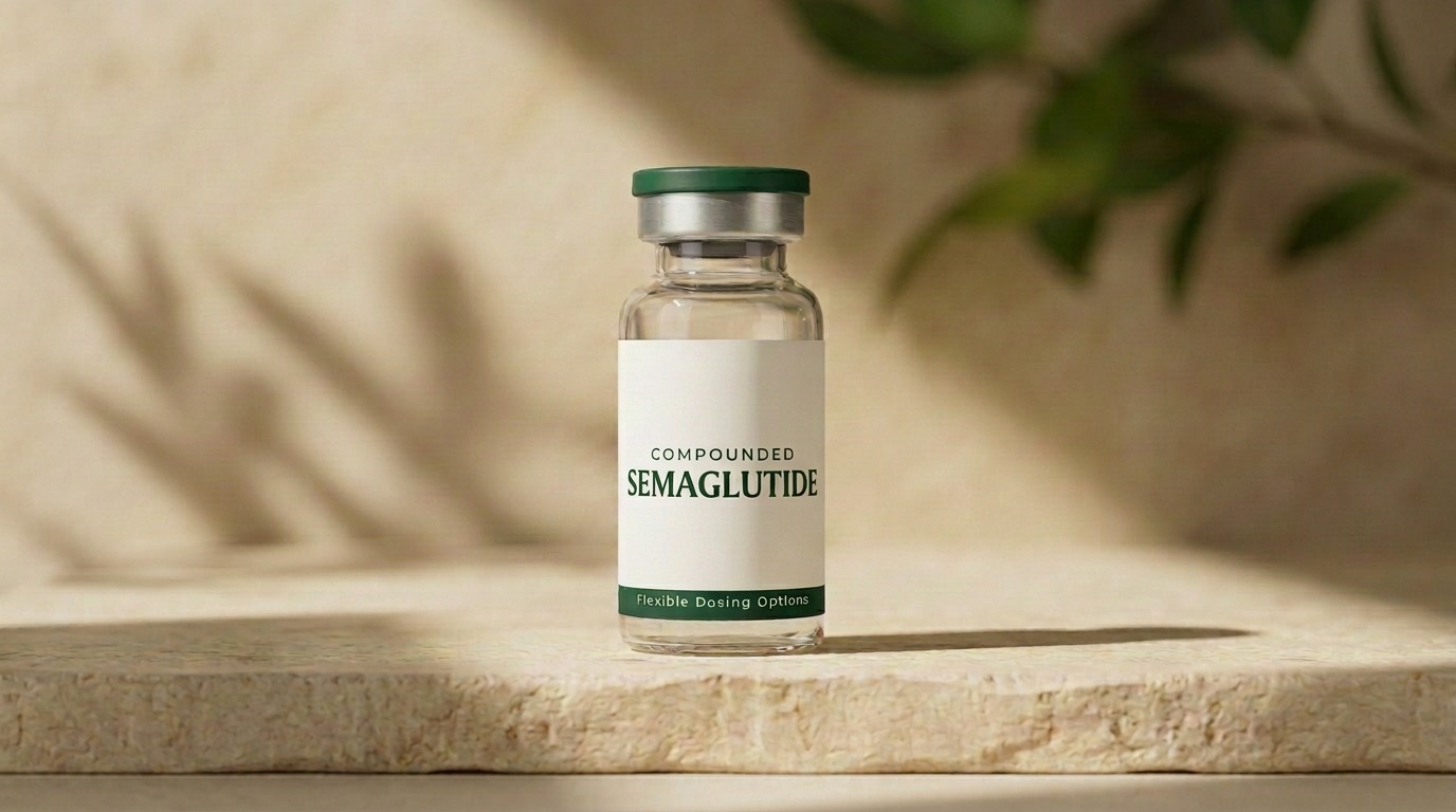 Semaglutide vial on a stone surface