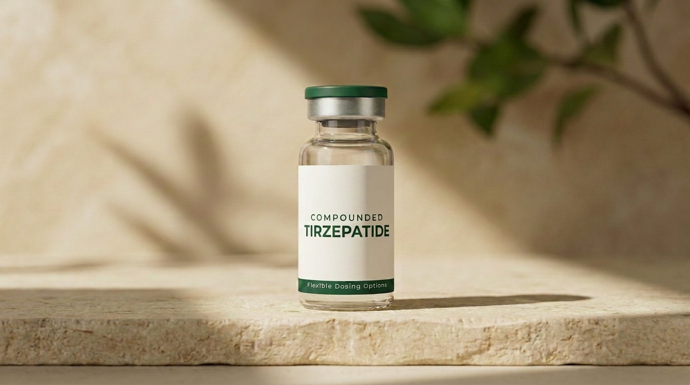 Tirzepatide vial on a stone surface